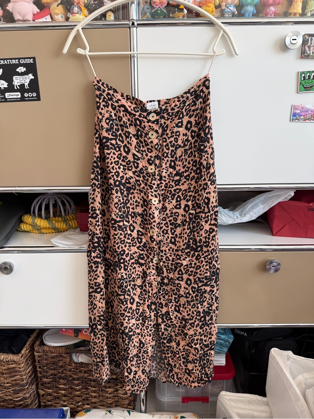 Aritzia Wilfred Leopard Print Button-Front Midi Skirt